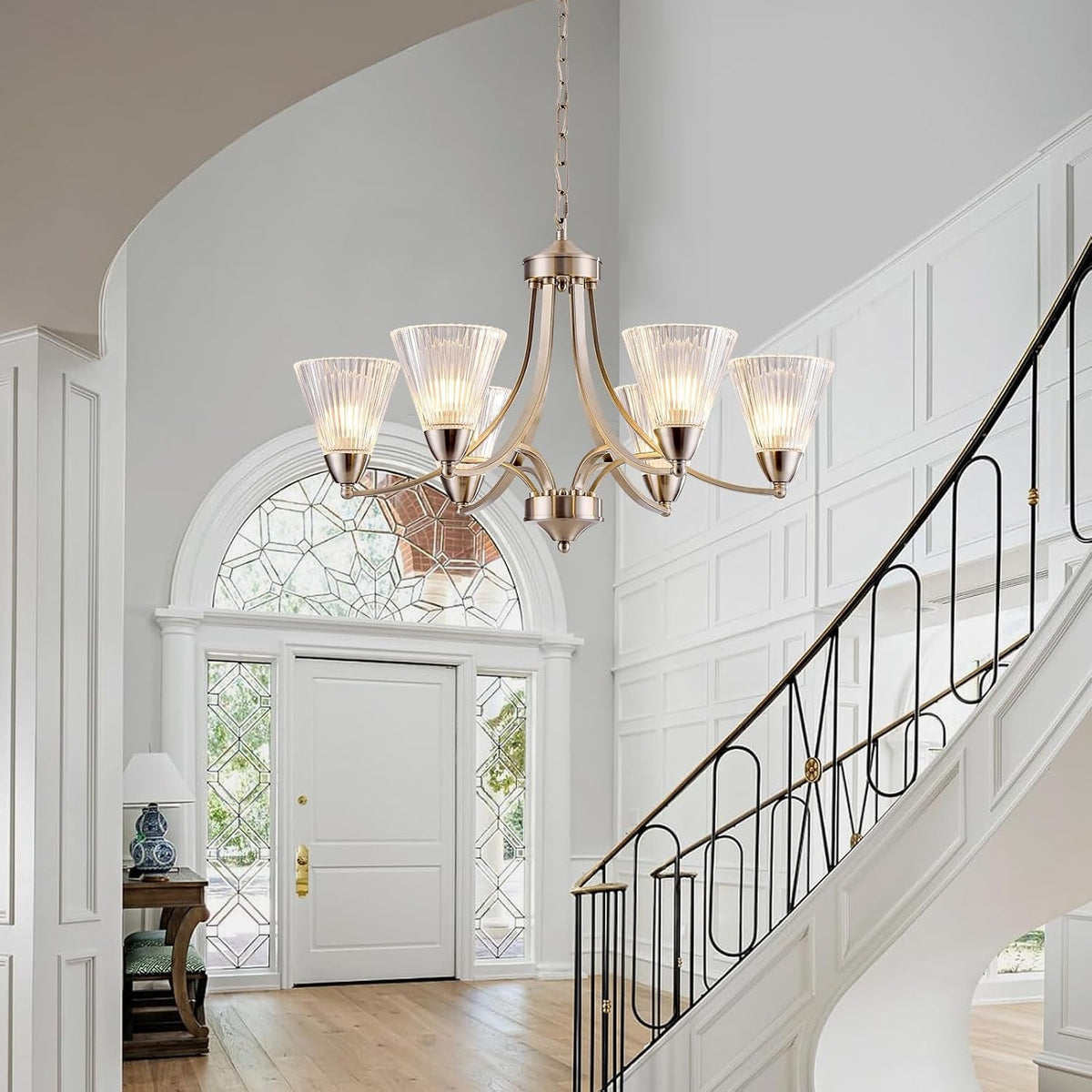 6-light-brushed-nickel-dining-room-light-fixture-dimmable-modern-farmhouse-chandelier-height-adjustable-hanging-light-clear-glass-shades-vintage-silver-chandelier-for-kitchen-island-entryway