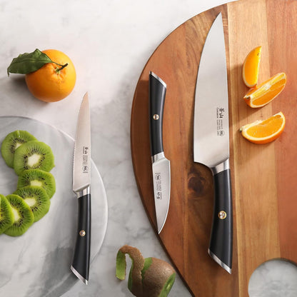 ELBERT Series German Steel Forged Starter Knife Sets (Black, 3-Piece)4
