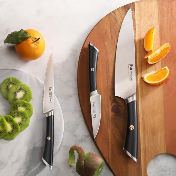 ELBERT Series German Steel Forged Starter Knife Sets (Black, 3-Piece)4