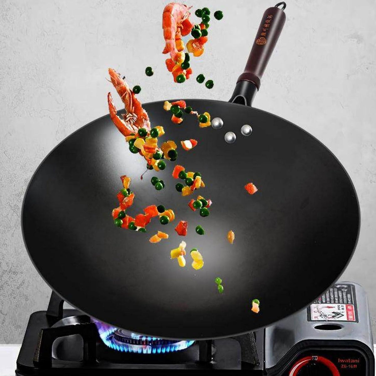 cast-iron-wok-pan-12-6-inch-with-wooden-handle-chinese-round-bottom-cooking-wok-small-size-coating-free