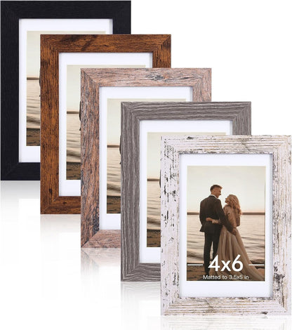 4X6 Picture Frames Set of 5 with Tempered Glass, MDF, Multicolor1
