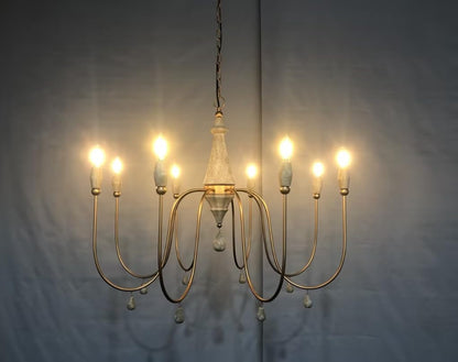 38.2" French Country Chandelier, Modern Farmhouse 8-Light Candle-Style Chandeliers Wood Pendant Light Fixture for Dining Room Living Room7