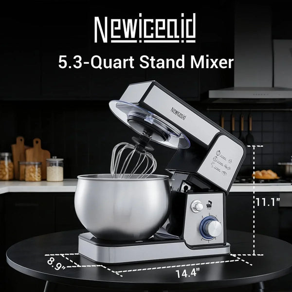 Stainless Steel 6-Speed 5.3QT Stand Mixer | 400W Motor, 5.3QT Bowl, Tilt-Head Design. Dough Hook, Beater & Whisk. for Bread, Cakes & Dough2