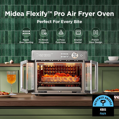 Midea Flexify Pro French Door Air Fryer Toaster Oven, 26.4 QT | Premium Cooking Experience with Precision Heat, Easy-Clean Enamel Interior & Modern Control, Stainless Steel2
