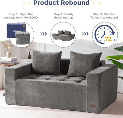 Modular Sofa Couch, 61" Loveseat Boneless Cloud Couch with Deep Seat, Chenille Upholstered Living Room Comfy Sofa Chair for Living Room, No Assembly Required, Light Grey8