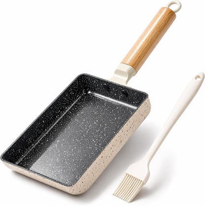 Ceramic Coating Square Japanese Tamagoyaki Omelette Small Skillet, Non-Stick Rectangle Egg Roll Pan with Wood Handle1