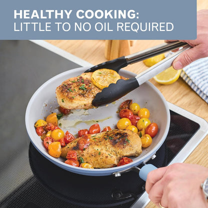 Truecook Ceramic plus Induction-Ready, Dishwasher Safe 12-Piece Cookware Set Steel Blue5