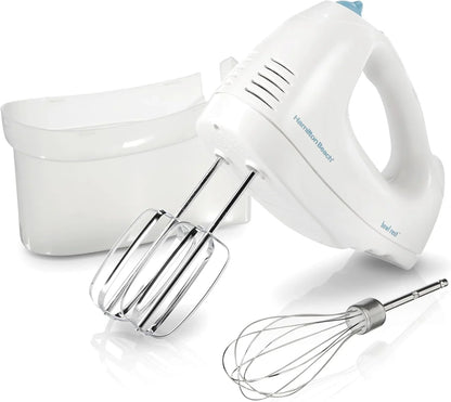 6-Speed Electric Hand Mixer with Quickburst and Bowl Rest | Powerful 250 Watt Motor | Traditional Beaters | Snap-On Storage Case | White | 62682G1