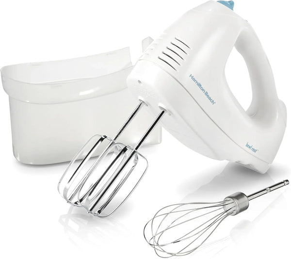 6-Speed Electric Hand Mixer with Quickburst and Bowl Rest | Powerful 250 Watt Motor | Traditional Beaters | Snap-On Storage Case | White | 62682G1