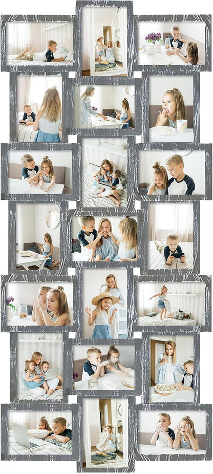 Photo Collage Frame for Wall, 21-Opening Reunion Family Picture Frame Set, Picture Frame Collage Wall Hanging for 4X6 Photos, Ashes1
