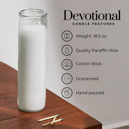 White Devotional Prayer Candle 2X8, Unscented, 3 Pack3