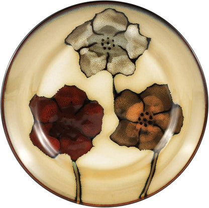 Painted Poppies 16-Piece Stoneware Dinnerware Set, Service for 4, Dinner Plates, Salad Plates, Bowls and Mugs, Dishwasher and Microwave Safe4