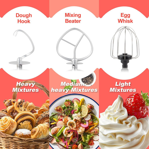 Stand Mixer with Digital Switch Control, 5-Quart, 650W, Grey | Adjustable Timer 15Mins & 8 Speeds, Kitchen Electric Mixer with Dough Hook, Wire Whip & Flat Beater, Tilt-Head with Handle4
