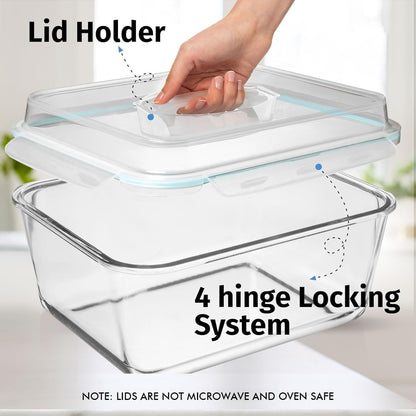 6500 ML / 220 Oz / 28 Cup LARGE Glass Food Storage Container with Airtight Locking Lid. Ideal Storing Food, Vegetables, Fruits. Baking Casserole, Lasagna, Roasting Turkey, Chicken BPA Free Oven Safe8