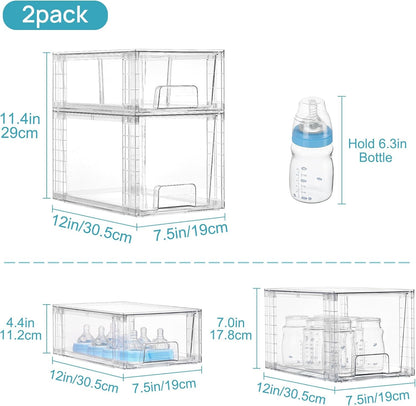 Clear Stackable Storage Drawers, 4 Pack Kitchen Cabinet Set2