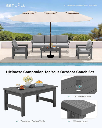 HDPE Outdoor Sectional with Ottoman & Coffee Table7
