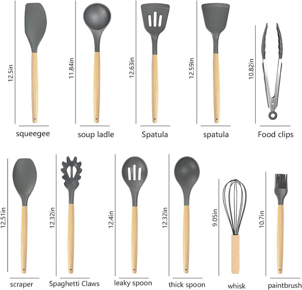 Kitchen Utensils Set & Knife Set with Block, 19 Piece All-In-One Cooking Set, 12 Nonstick Silicone Utensils + 5 Sharp Stainless Steel Chef Knives + Cutting Board, Dishwasher Safe Gift Set (Gray)4