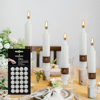 Taper Candle Wax Dots - 24Pcs Spiral Candle Sticky Dots White Candles Adapter Small Candlestick Adhesive,Soft Wax for Any Candles Holder Accessories-White2