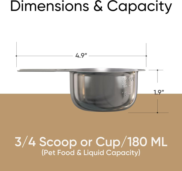 ¾ Cup Pet Food Scoop – Stainless Steel Dog Food Scoop Cup (12 Tbsp) – Heavy-Duty, Rust-Resistant Measuring Scoop for Dogs, Cats, Birds & Rabbits – Ideal for Dry Food & Treats2