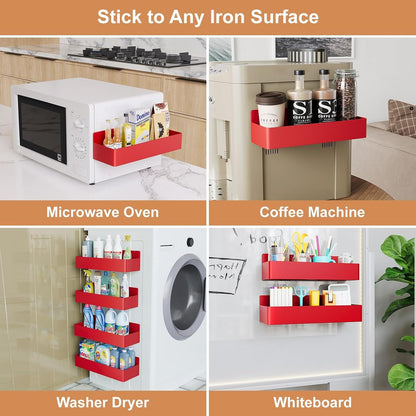 Magnetic Spice Rack for Refrigerator, Kitchen Organizer and Storage Shelf, Red (4 Pack)…6