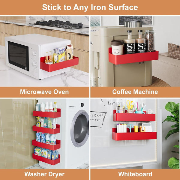 Magnetic Spice Rack for Refrigerator, Kitchen Organizer and Storage Shelf, Red (4 Pack)…6