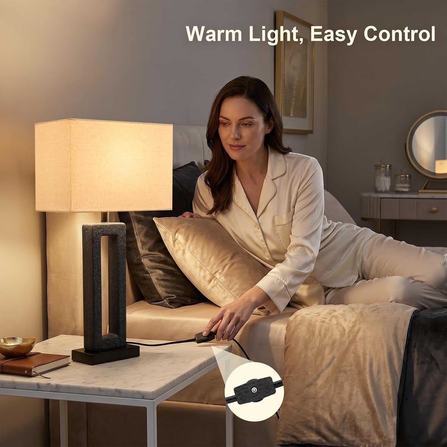 22-matte-black-textured-ceramic-table-lamps-set-of-2-modern-bedside-lamps-with-linen-shade-5ft-cord-inline-rotary-gear-switch-e26-nightstand-lamp-for-bedroom-living-room-entryway-decor
