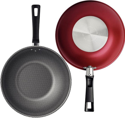 Generic Nonstick Wok Pan with Lid, 11 Inch, Starflon Max, PFOA Free, Tempered Glass, Heat Resistant Handle, Dishwasher Safe, Gas Stove3