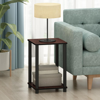 Turn-N-Tube Toolless Assembly Side Table Set of 2, Stackable 2-Tier Brown End Table with Open Shelf, Night Stand, Bedside Table, for Living Room, Bedroom, Cherry Oak4