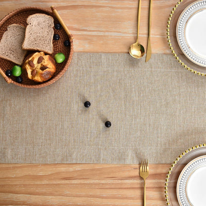Farmhouse Rustic Faux Linen Solid Flaxen Table Runner 13X48Inch4