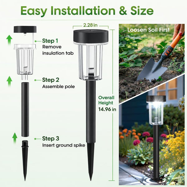 Solar Pathway Lights Outdoor, 12H 8 Pack Solar Garden Lights6