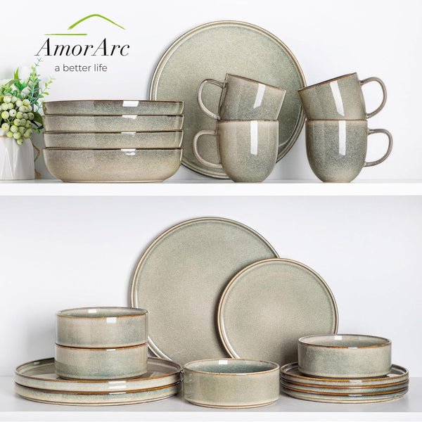 Stoneware Dinnerware Sets for 8,24 Piece Plates and Bowls Sets7