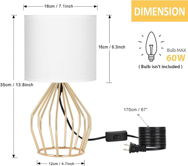 Gold Table Lamp - Modern Style Desk Lamp,13.8Inch,E26 Base4