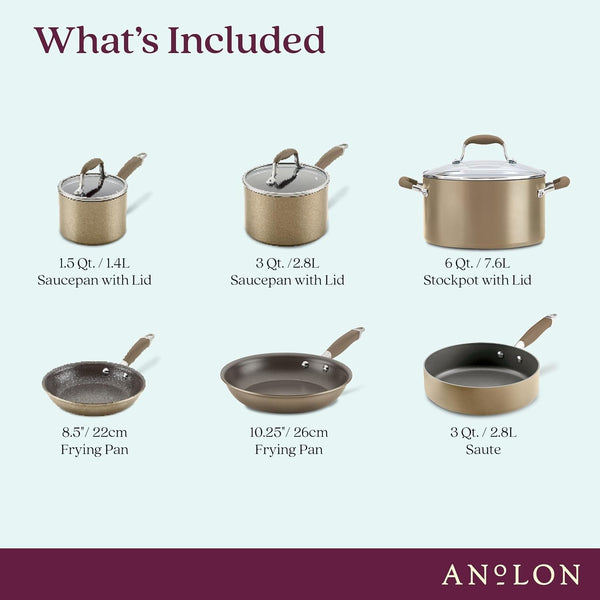 Advanced Home Hard Anodized Nonstick Cookware Set, Non Stick Pots and Pan Set, 9-Piece, Bronze2