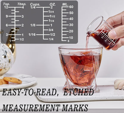 Ackers Etching Scale Glass Measuring Cup Set-V-Shaped Spout，Includes 60Ml(2Oz), 120Ml(4Oz), and 250Ml(8Oz) Glass Measuring Beaker for Kitchen or Restaurant, Easy to Read2