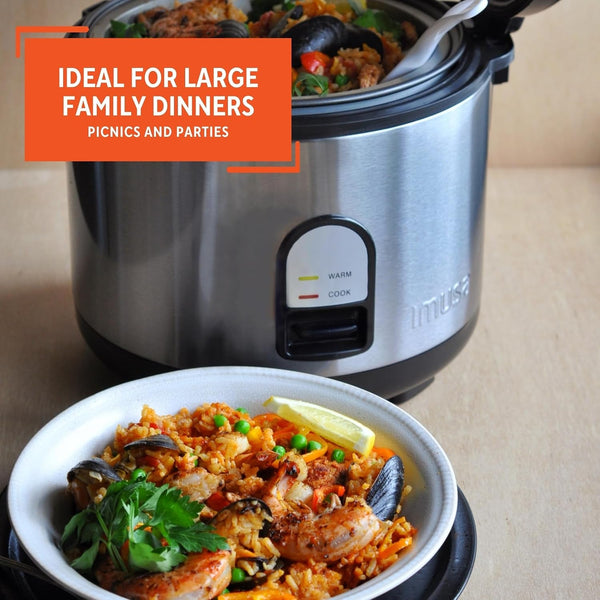 10 Cup Deluxe Stainless Steel Electric Rice Cooker with Steam Tray | Mirror-Polished Finish, Steam Tray Nonstick Pot, Ideal for Rice and Grains, Great for Large Family Dinners7