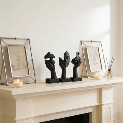 3 Pcs Thinker Small Statue Set - Black Art Abstract Home Accent Figurines for Decor Bedroom, Shelves, Living Room Coffee Table, Office Desktop (3 Pcs Black, 6")6