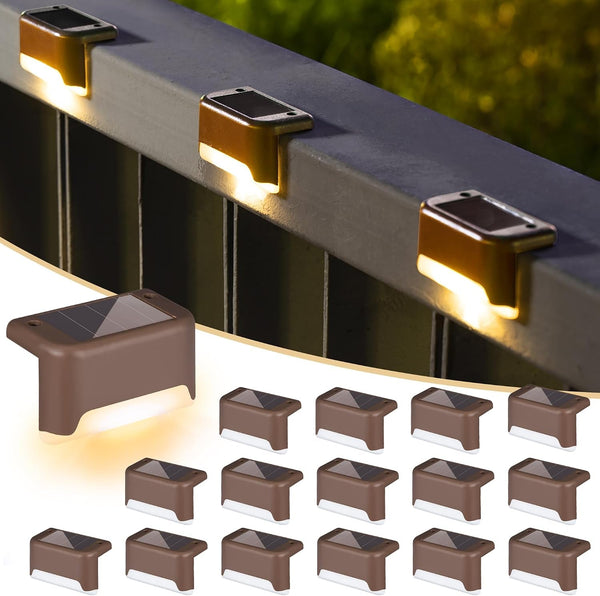 Solar Deck Lights Outdoor 16 Pack,Step Light Waterproof,Warm White1