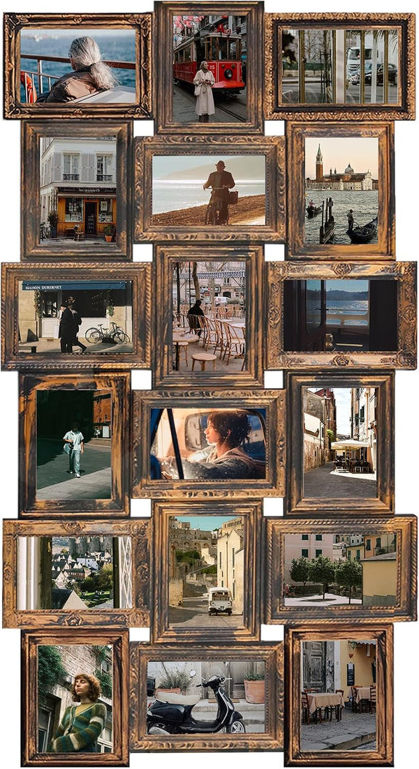 4X6 Collage Picture Frames for Wall Decor, 18 Opening Collage Wall Hanging for 6X4 Photo, Multi Picture Frame Set with One-Piece Design Gold1