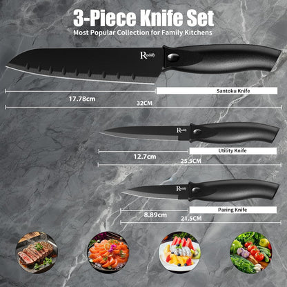 Kitchen Knife Set, 3 Pieces Chef Knives, for Meat/Vegetables/Fruits, Chopping/Slicing/Dicing/Cutting8