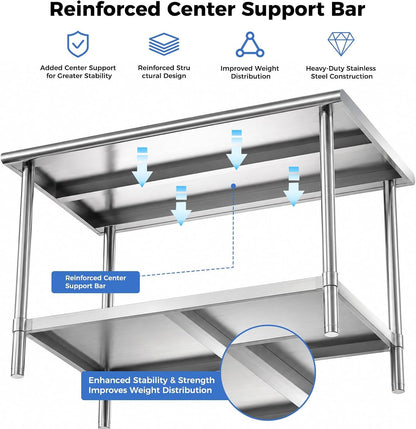 Stainless Steel Prep Table 24 X 36 Inches with Backsplash6