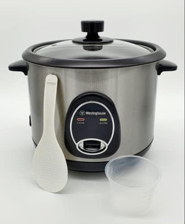 Westinghouse 220 Volt Rice Cooker 10 Cup, Non Stick Cooking Pot, Measuring Cup, Keep Warm Function-Stainless Steel-700W (NOT for USE in USA)2