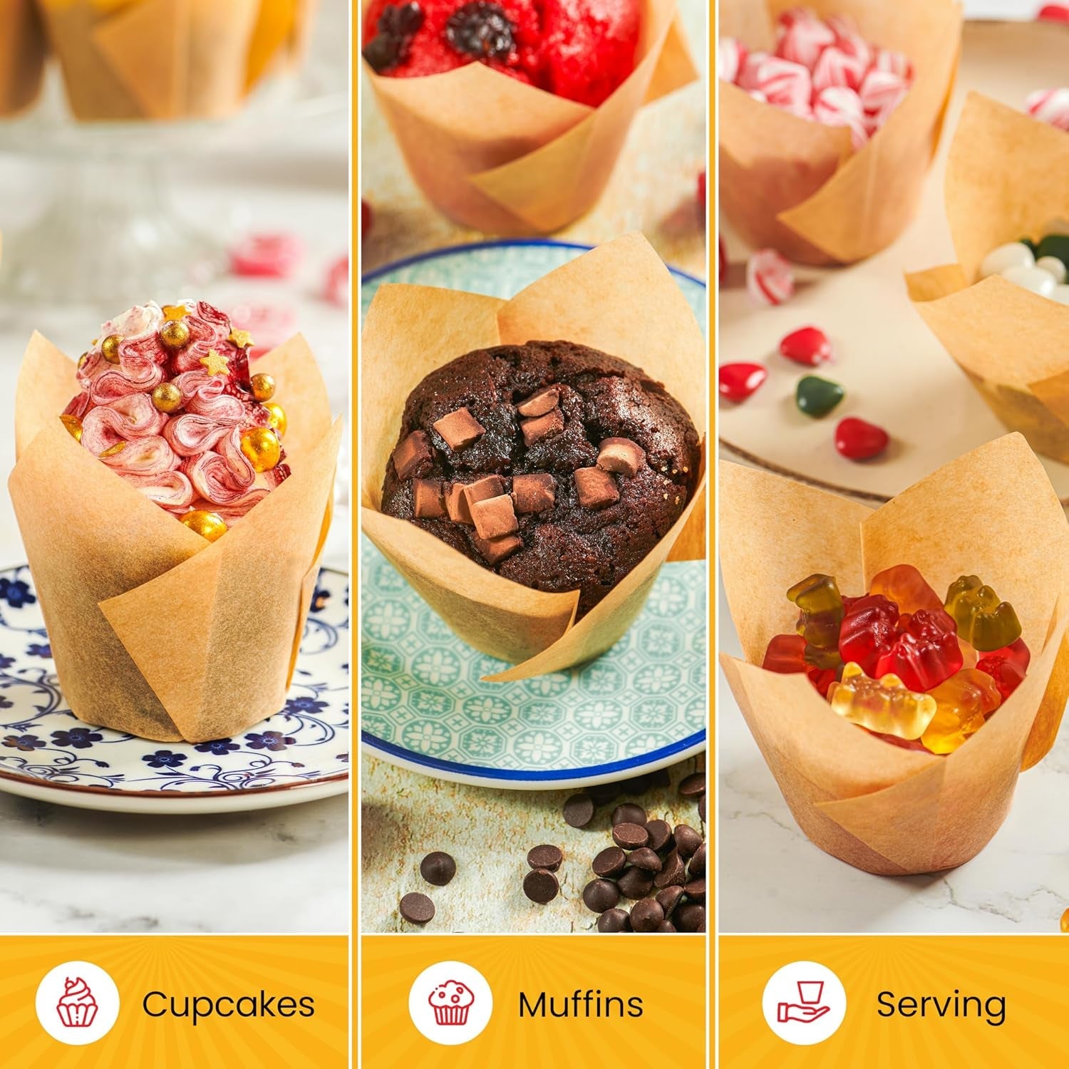 tulip-cupcake-liners-muffin-liners-for-baking-by-200pcs-of-parchment-paper-cups-wrappers-perfect-size-sturdy-greaseproof-easy-to-use-wedding-decor-natural-brown