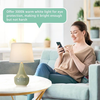 18" Table Lamp Set of 2, Ceramic Table Lamp Classic beside Lamps Nightstand Lamp Modern Lamp for Living Room, Bedroom & Office Rocker Switch Sage Green-Led Bulbs Included4