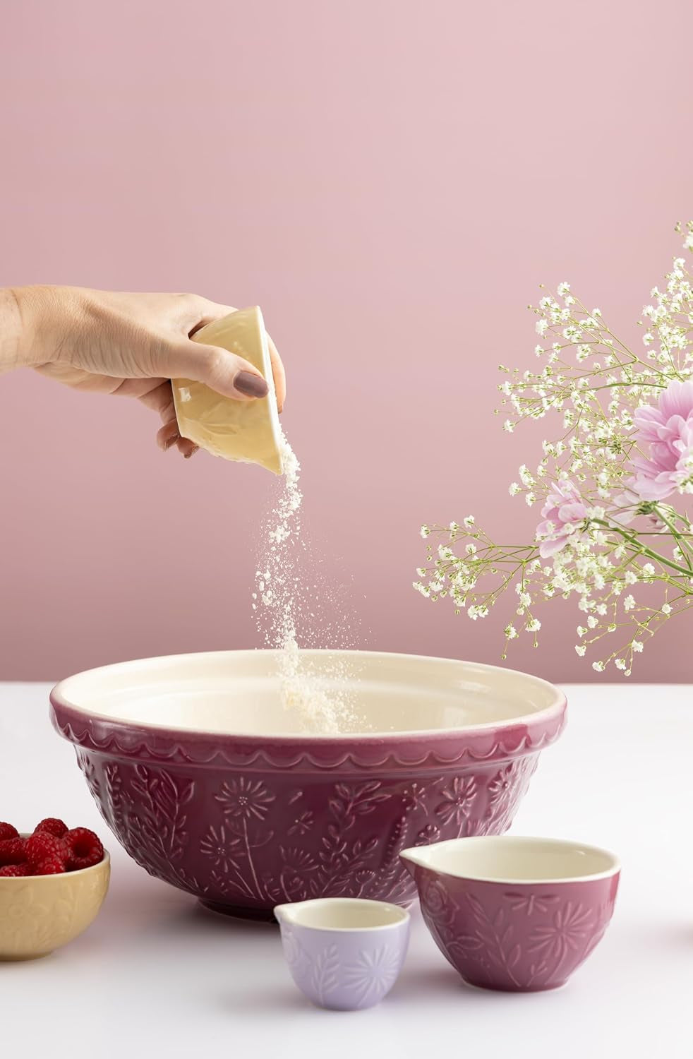 in-the-meadow-s18-mixing-bowl-2-85-quart-mixing-bowl-embossed-floral-daisy-design-durable-ceramic-bowl-for-baking-bread-dough-cake-batter-cookies-kitchen-serving-bowl