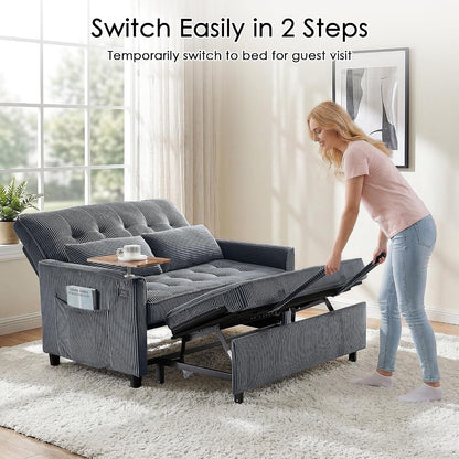55'' Sleeper Sofa Bed, Convertible Pull Out Couch(Darkgrey)8