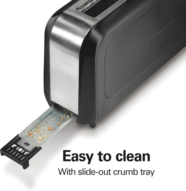 Slim Extra Wide Long Slot 2 Slice Toaster | Browning Control with 7 Shades | Auto Shutoff | Bagel & Cancel Buttons | Modern Slim Design Fits Any Space | Black | 229897