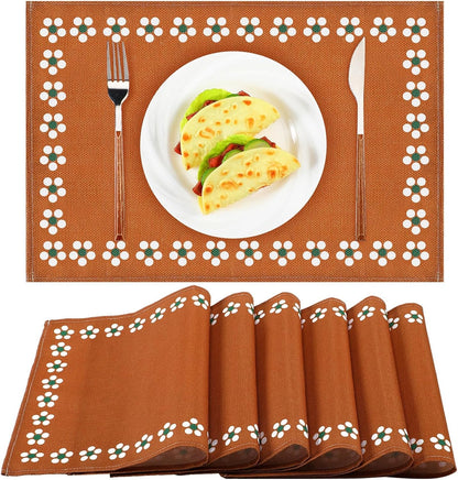 Mexican Placemats Set of 6 Cinco De Mayo Decorations Table Mats 12X18 Inch Rustic Mexican Fiesta Cloth Place Mats Heat Resistant for Dining Table Kitchen Wedding Party(Classic)1