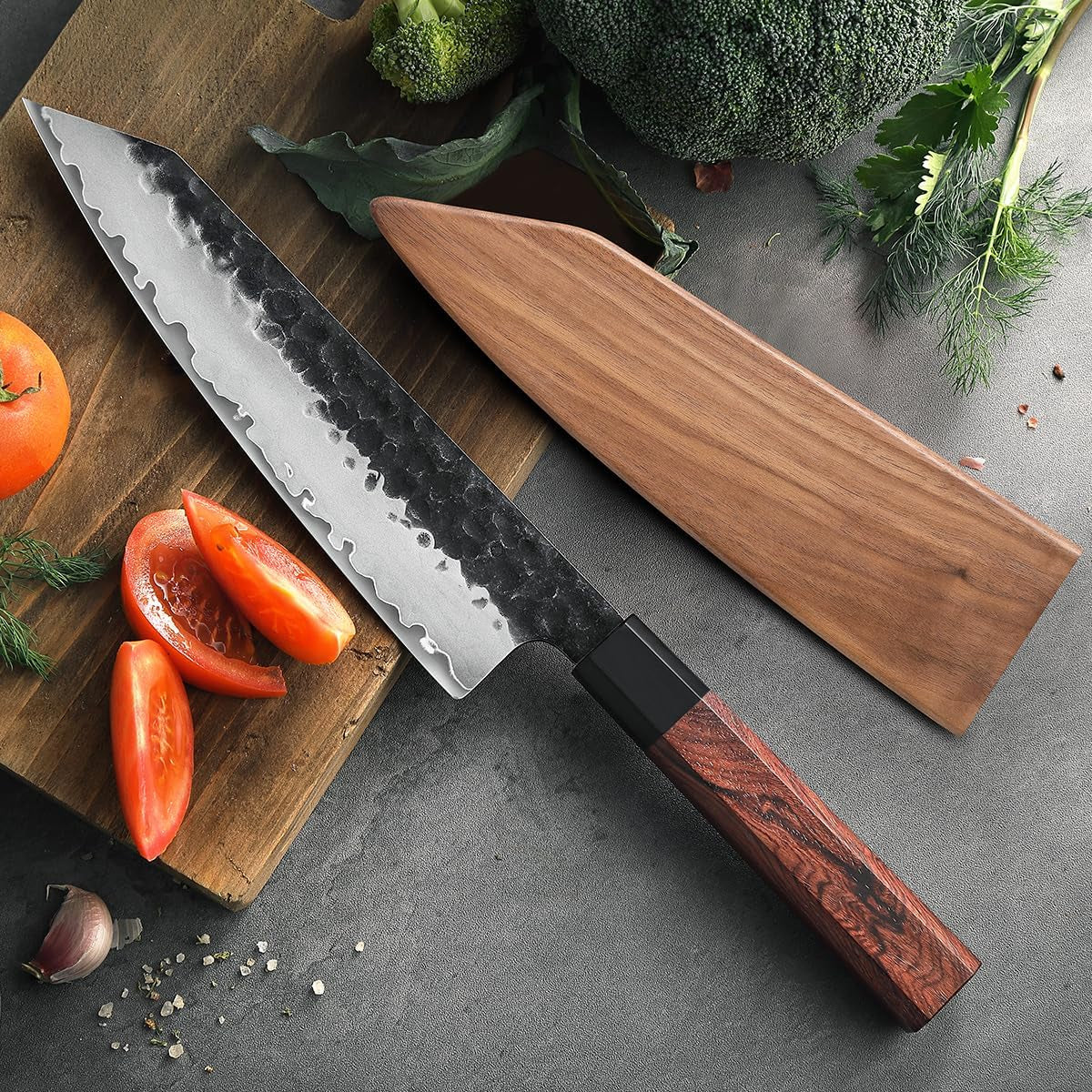 8-5-chef-knife-3-layers-high-carbon-clad-steel-kiritsuke-knife-composite-forging-steel-professional-japanese-kitchen-knife-redwood-octagonal-handle-with-wooden-knife-sheath