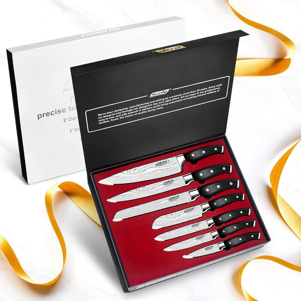 ® Chef Knife Ultra Sharp Kitchen Knife Set 7-Piece, Premium German 1.4116 Stainless Steel Chefs Knife Set, Ergonomic Handle Professional Full Tang Knives Set for Kitchen with Gift Box7