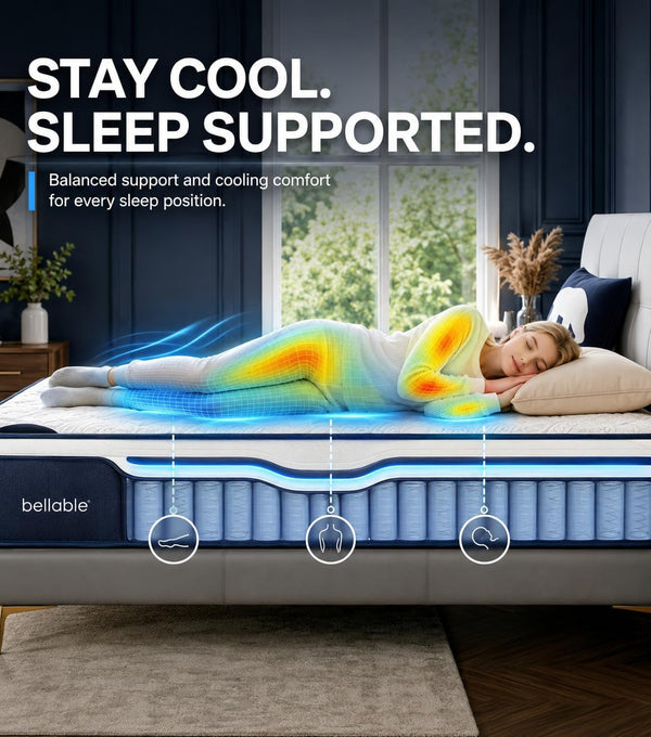 Full XL Mattress, 14 Inch Fiberglass-Free Full Mattress with Cooling Gel Memory Foam & Pocket Springs, Medium Firm for Pressure Relief, Excellent Edge Support, Motion Isolation, Back Neck Pain Relief5